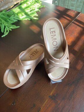 Lemon Jelly Moony Bronze Platform Slide Size 38